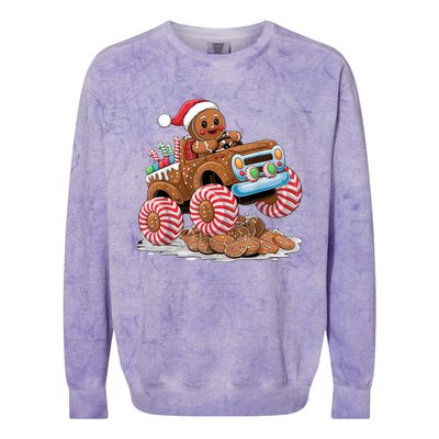 Monster Truck Gingerbread Man Funny Christmas Baking Colorblast Crewneck Sweatshirt