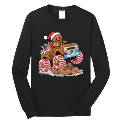 Monster Truck Gingerbread Man Funny Christmas Baking Long Sleeve Shirt