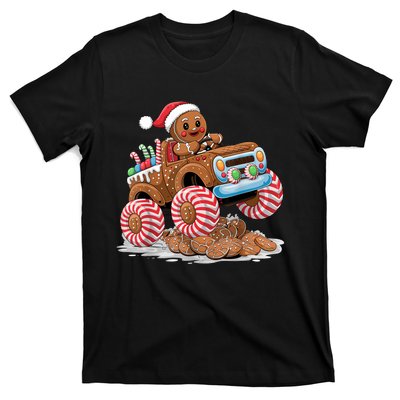 Monster Truck Gingerbread Man Funny Christmas Baking T-Shirt