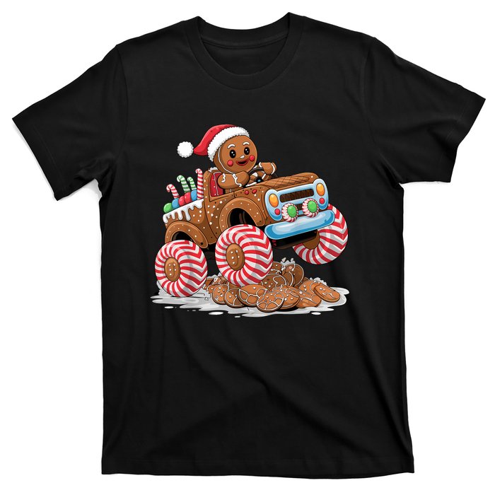 Monster Truck Gingerbread Man Funny Christmas Baking T-Shirt