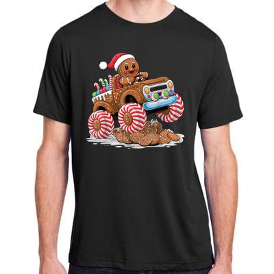 Monster Truck Gingerbread Man Funny Christmas Baking Adult ChromaSoft Performance T-Shirt