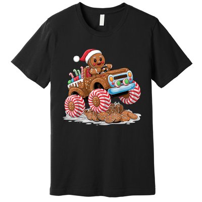 Monster Truck Gingerbread Man Funny Christmas Baking Premium T-Shirt