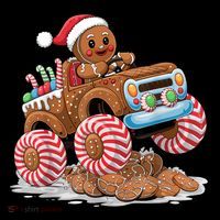 Monster Truck Gingerbread Man Funny Christmas Baking Premium T-Shirt