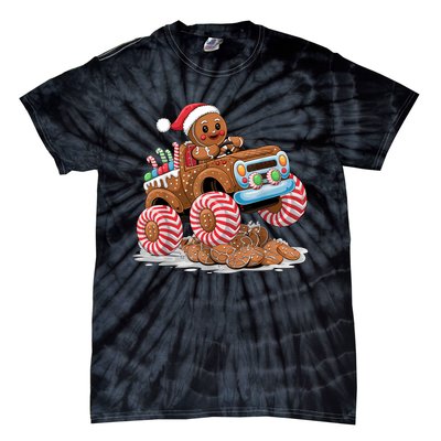 Monster Truck Gingerbread Man Funny Christmas Baking Tie-Dye T-Shirt