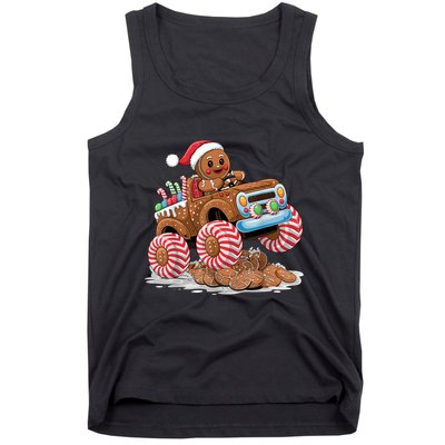 Monster Truck Gingerbread Man Funny Christmas Baking Tank Top
