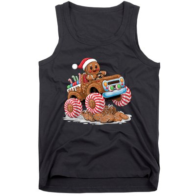 Monster Truck Gingerbread Man Funny Christmas Baking Tank Top