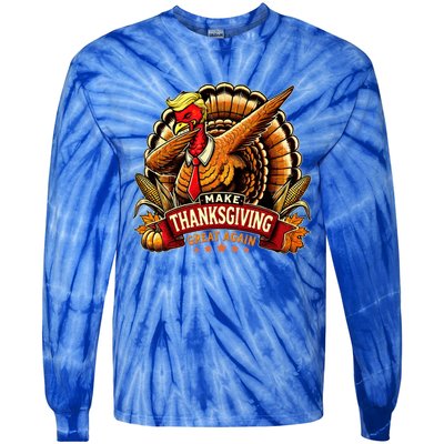 Make Thanksgiving Great Again Funny Turkey Trump Dabbing Great Gift Tie-Dye Long Sleeve Shirt