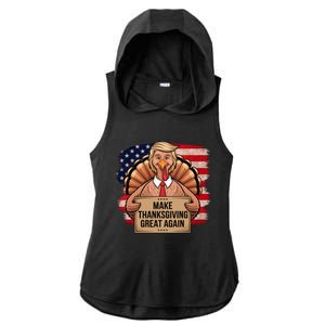 Make Thanksgiving Great Again Trump Thanksgiving 2024graphic Gift Ladies PosiCharge Tri-Blend Wicking Draft Hoodie Tank