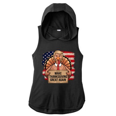 Make Thanksgiving Great Again Trump Thanksgiving 2024graphic Gift Ladies PosiCharge Tri-Blend Wicking Draft Hoodie Tank