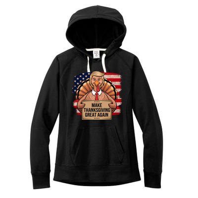 Make Thanksgiving Great Again Trump Thanksgiving 2024graphic Gift Women's Fleece Hoodie