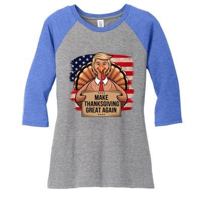 Make Thanksgiving Great Again Trump Thanksgiving 2024graphic Gift Women's Tri-Blend 3/4-Sleeve Raglan Shirt