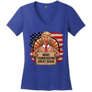 Make Thanksgiving Great Again Trump Thanksgiving 2024graphic Gift Women's V-Neck T-Shirt