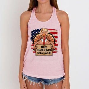 Make Thanksgiving Great Again Trump Thanksgiving 2024graphic Gift Women's Knotted Racerback Tank