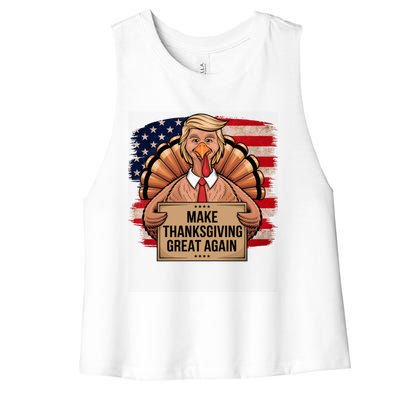 Make Thanksgiving Great Again Trump Thanksgiving 2024graphic Gift Women's Racerback Cropped Tank