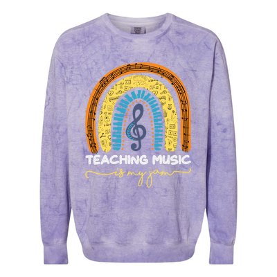 Musical Teacher Gift Teaching Music Is My Jam Rainbow Cute Gift Colorblast Crewneck Sweatshirt