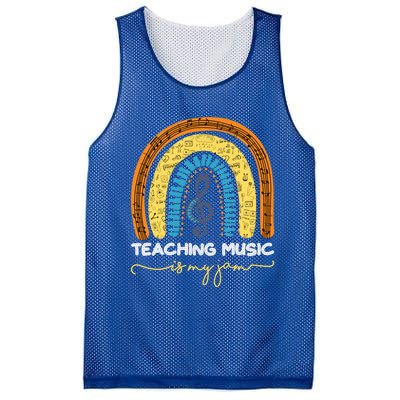 Musical Teacher Gift Teaching Music Is My Jam Rainbow Cute Gift Mesh Reversible Basketball Jersey Tank