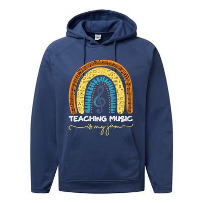 Musical Teacher Gift Teaching Music Is My Jam Rainbow Cute Gift Performance Fleece Hoodie