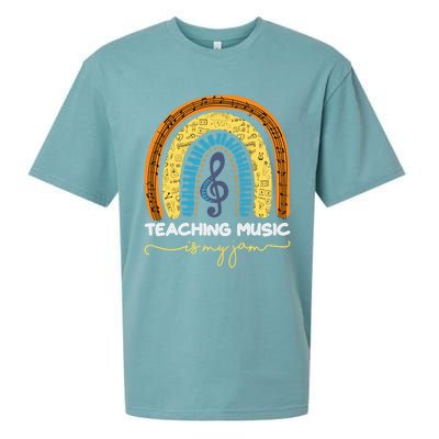 Musical Teacher Gift Teaching Music Is My Jam Rainbow Cute Gift Sueded Cloud Jersey T-Shirt