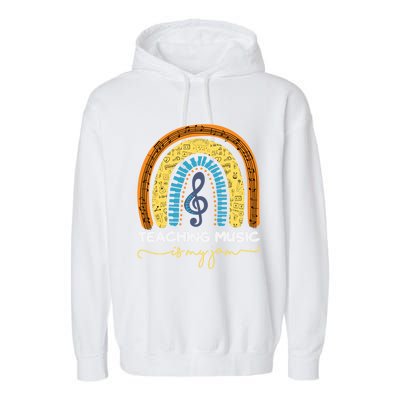 Musical Teacher Gift Teaching Music Is My Jam Rainbow Cute Gift Garment-Dyed Fleece Hoodie