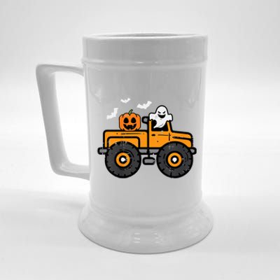 Monster Truck Ghost Pumpkin Halloween Costume Beer Stein