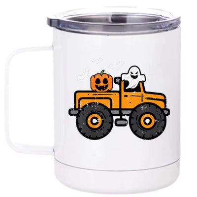 Monster Truck Ghost Pumpkin Halloween Costume 12 oz Stainless Steel Tumbler Cup