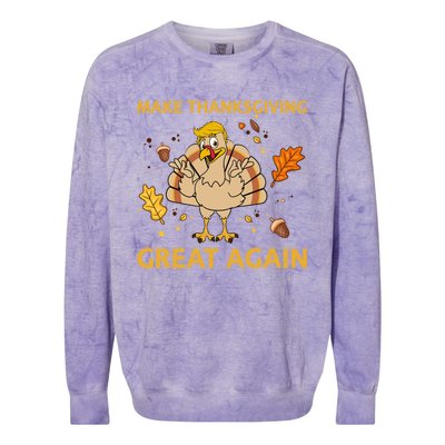 Make Thanksgiving Great Again Trump Turkey Funny 2024 Gift Colorblast Crewneck Sweatshirt