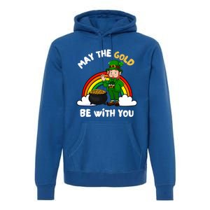 May The Gold Be With You Rainbow St Patricks Day Leprechaun Gift Premium Hoodie