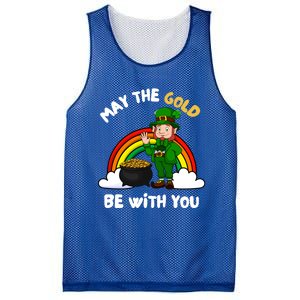 May The Gold Be With You Rainbow St Patricks Day Leprechaun Gift Mesh Reversible Basketball Jersey Tank