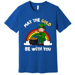 May The Gold Be With You Rainbow St Patricks Day Leprechaun Gift Premium T-Shirt