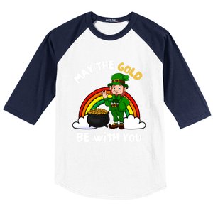 May The Gold Be With You Rainbow St Patricks Day Leprechaun Gift Baseball Sleeve Shirt