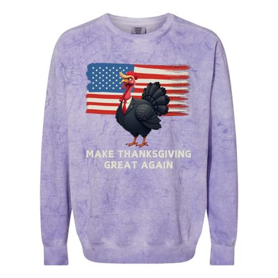 Make Thanksgiving Great Again Trump Turkey Funny Elections Gift Colorblast Crewneck Sweatshirt