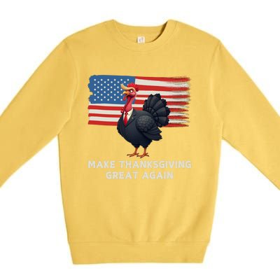 Make Thanksgiving Great Again Trump Turkey Funny Elections Gift Premium Crewneck Sweatshirt