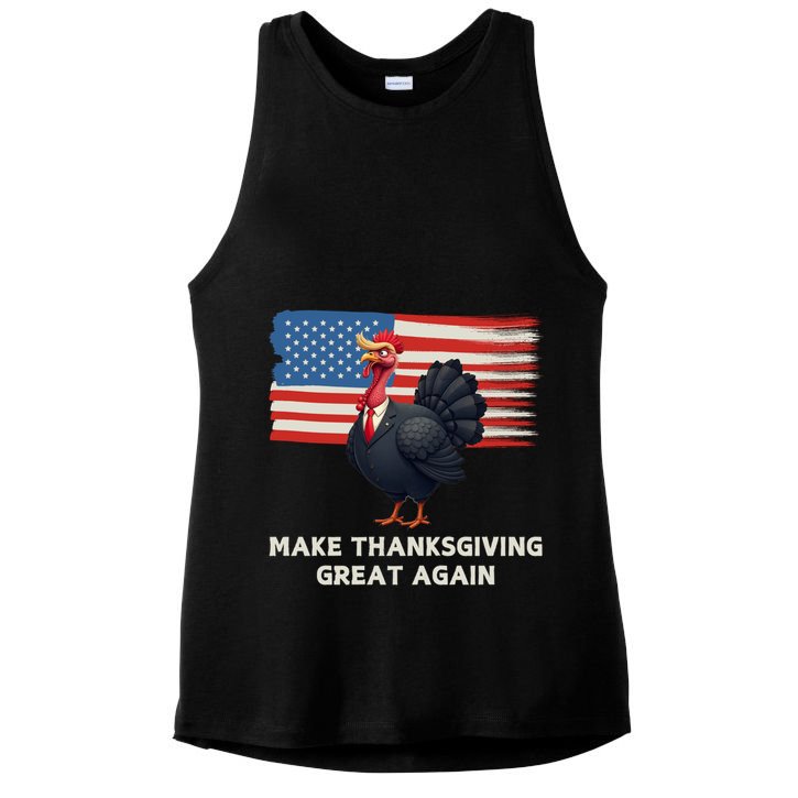 Make Thanksgiving Great Again Trump Turkey Funny Elections Gift Ladies PosiCharge Tri-Blend Wicking Tank