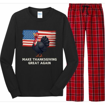 Make Thanksgiving Great Again Trump Turkey Funny Elections Gift Long Sleeve Pajama Set