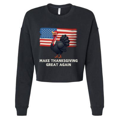 Make Thanksgiving Great Again Trump Turkey Funny Elections Gift Cropped Pullover Crew