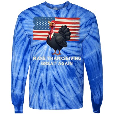 Make Thanksgiving Great Again Trump Turkey Funny Elections Gift Tie-Dye Long Sleeve Shirt