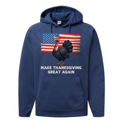 Make Thanksgiving Great Again Trump Turkey Funny Elections Gift Performance Fleece Hoodie