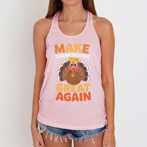 Make Thanksgivings Great Again Trump Turkey 2024 Gift Women's Knotted Racerback Tank