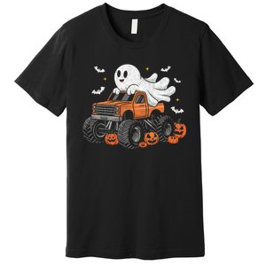 Monster Truck Ghost Pumpkin Halloween Costume Premium T-Shirt