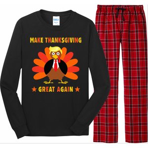 Make Thanksgiving Great Again Trump Turkey Funny Long Sleeve Pajama Set