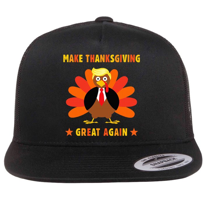 Make Thanksgiving Great Again Trump Turkey Funny Flat Bill Trucker Hat