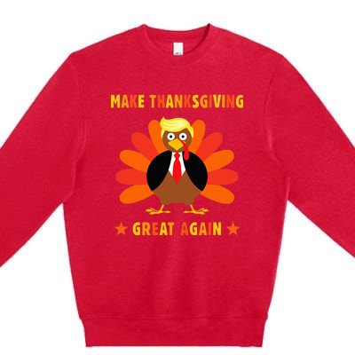 Make Thanksgiving Great Again Trump Turkey Funny Premium Crewneck Sweatshirt