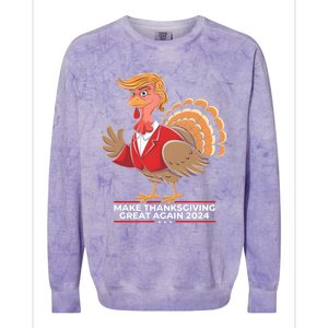 Make Thanksgiving Great Again Funny Trump Turkey Gift Colorblast Crewneck Sweatshirt