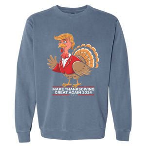 Make Thanksgiving Great Again Funny Trump Turkey Gift Garment-Dyed Sweatshirt