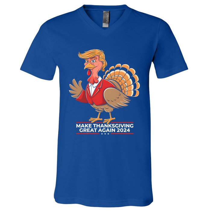 Make Thanksgiving Great Again Funny Trump Turkey Gift V-Neck T-Shirt