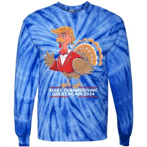 Make Thanksgiving Great Again Funny Trump Turkey Gift Tie-Dye Long Sleeve Shirt