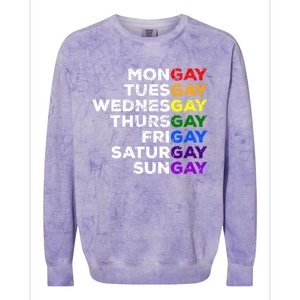 Mongay Tuesgay Gay Agenda Lgbtq Awareness Rainbow Funny Gift Colorblast Crewneck Sweatshirt