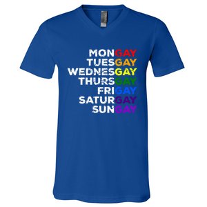 Mongay Tuesgay Gay Agenda Lgbtq Awareness Rainbow Funny Gift V-Neck T-Shirt