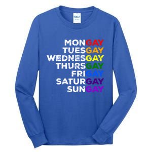 Mongay Tuesgay Gay Agenda Lgbtq Awareness Rainbow Funny Gift Tall Long Sleeve T-Shirt