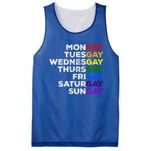 Mongay Tuesgay Gay Agenda Lgbtq Awareness Rainbow Funny Gift Mesh Reversible Basketball Jersey Tank